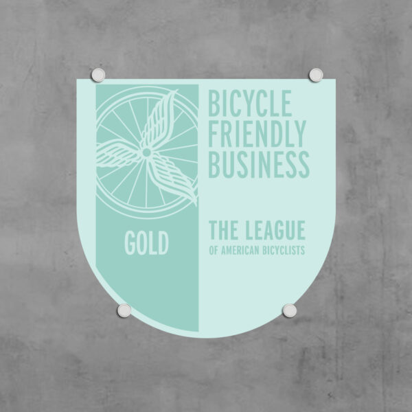 BICYCLE FRIENDLY AMERICA - SAND BLASTED GLASS PLAQUE